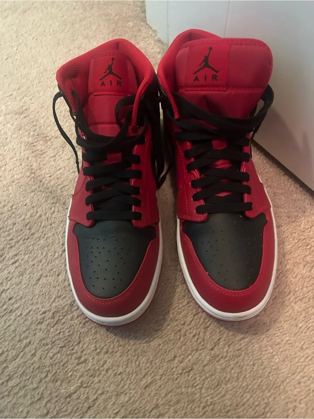 Jordan Red and Black Mid-Top Basketball Shoes